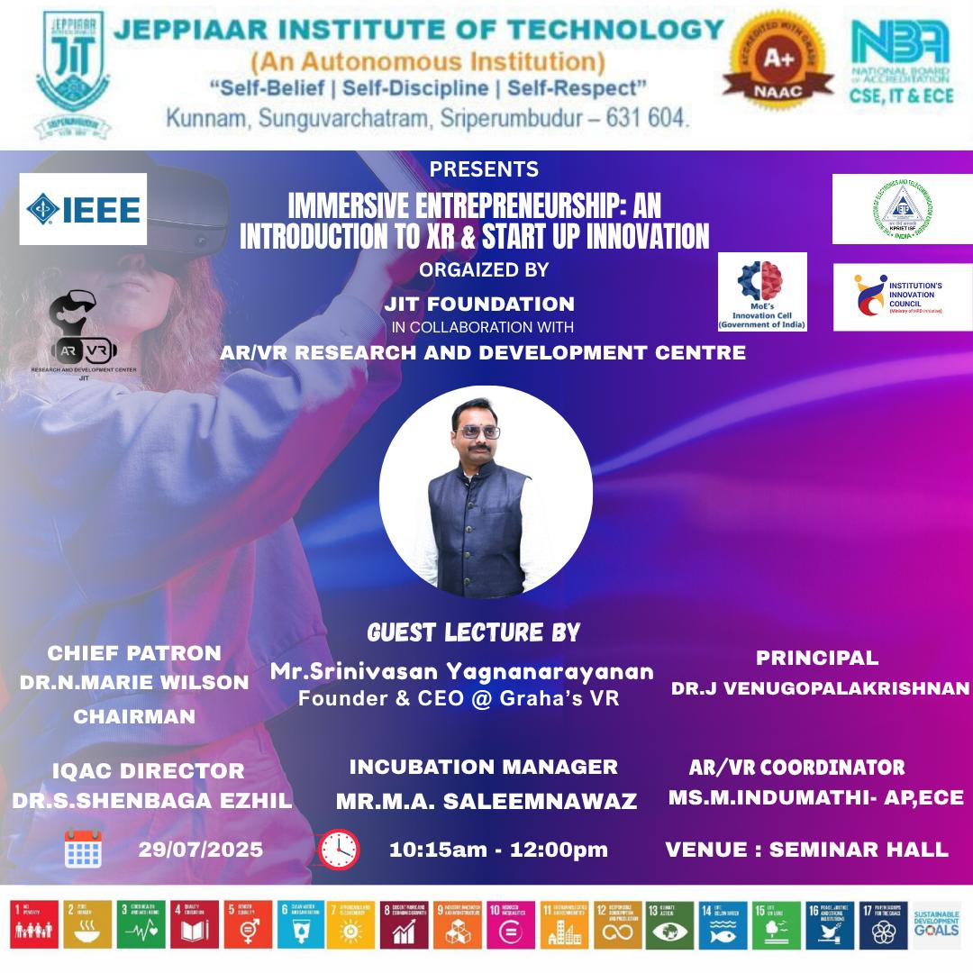 Immersive Entrepreneurship – An Introduction to XR & Startup Innovation Organized by JIT Foundation