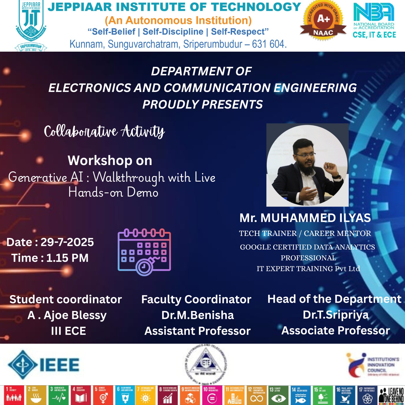 Students explored real-time AI tools and learned practical implementations from expert Mr. Muhammed Ilyas