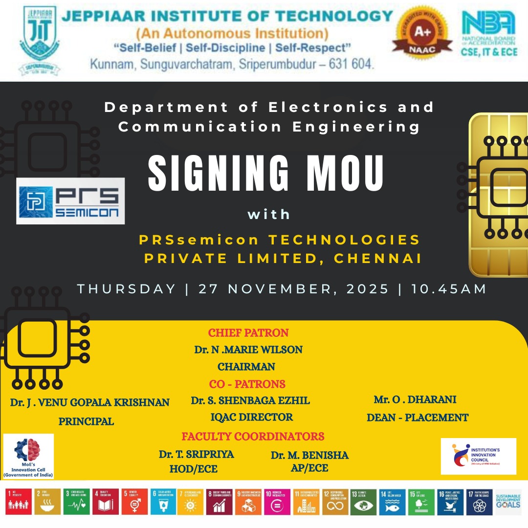 JIT – ECE – *Signing of MOU* with PRS Semicon Technologies Private Limited