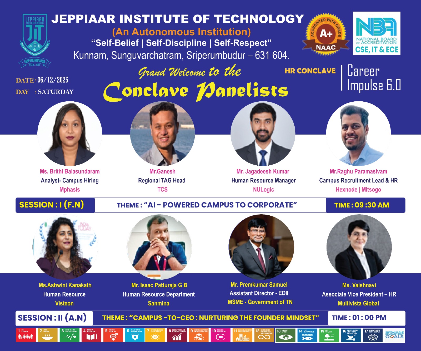 Career Impulse 6.0 – HR Conclave at Jeppiaar Institute of Technology on 06.12.2025