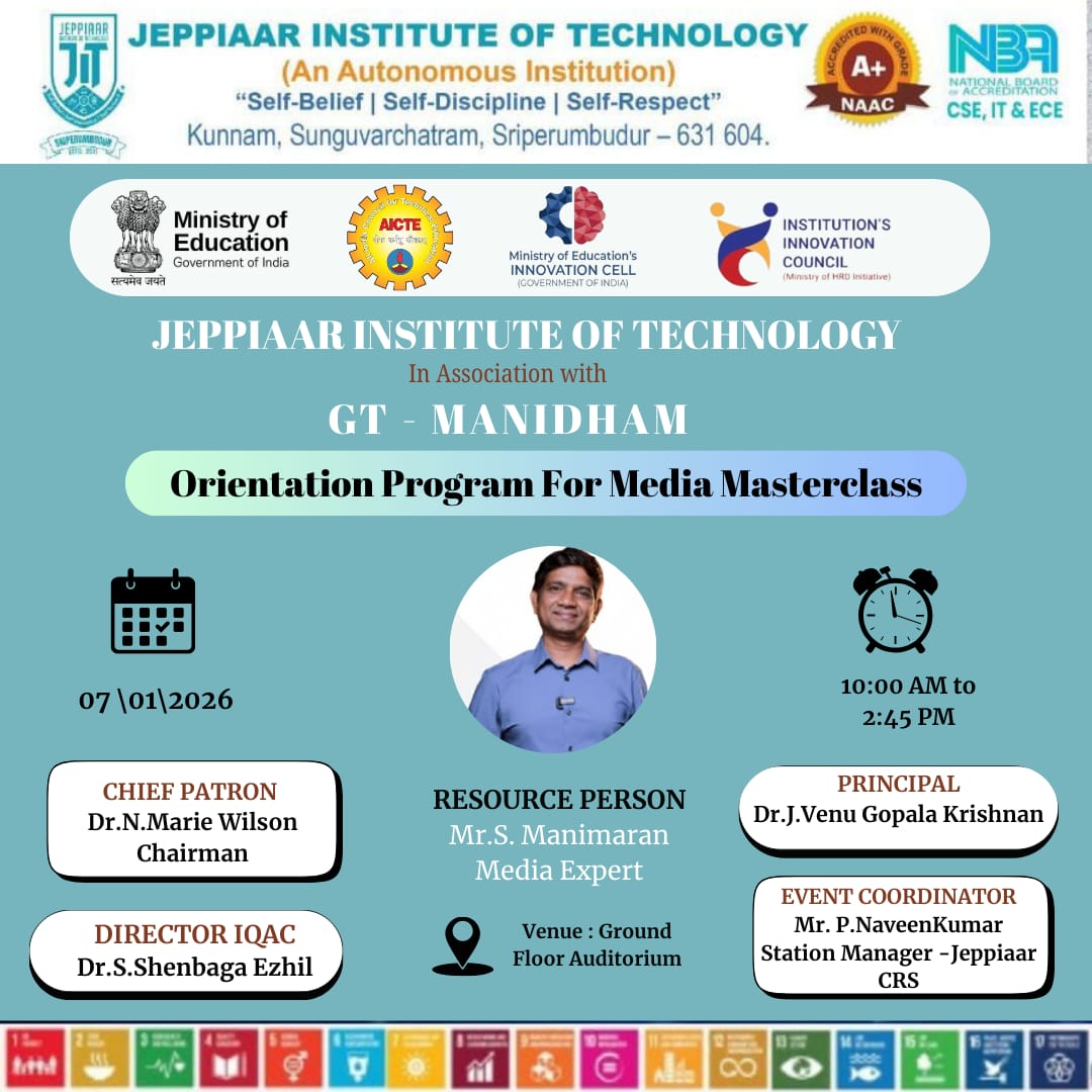 ORIENTATION PROGRAM FOR MEDIA MASTERCLASS @JIT ON 07.01.2026