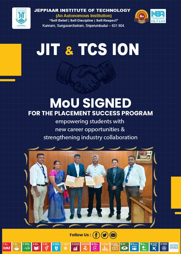 JIT & TCS ION — MOU SIGNED FOR THE PLACEMENT SUCCESS PROGRAM
